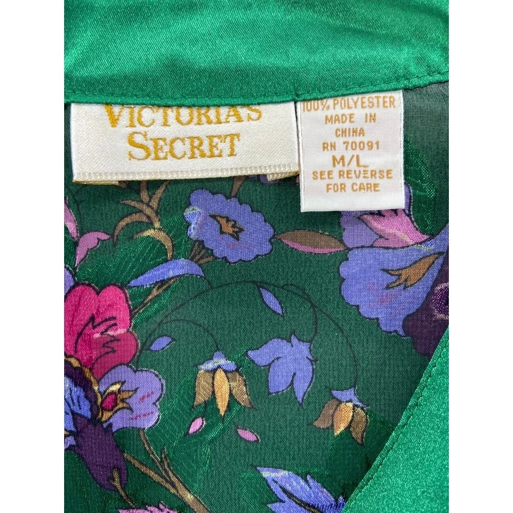 Vintage Victoria's Secret Sz M/L Sheer Nightie Gold Label Purple Green Dark Goth